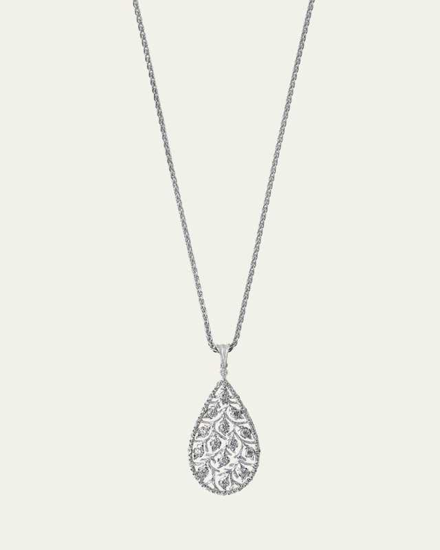 Ramage 18K White Gold Drop Shaped Pendant Necklace with Diamonds
